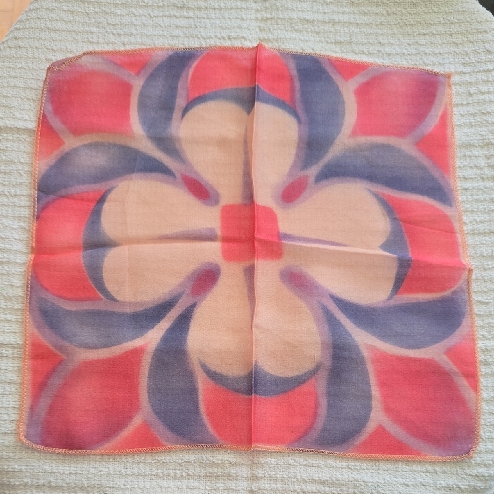 Vintage Floral Silk Scarf in Pinks and Purple​​